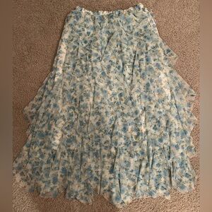 Blythe Blue Floral Tiered Tulle Maxi skirt